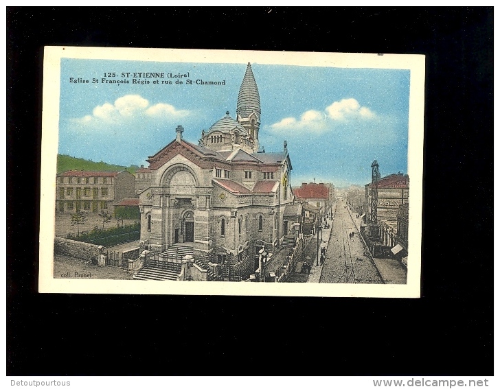 SAINT ST ETIENNE Loire 42 : Eglise François Régis Rue De St Chamond Immeuble En Construction Mur Peint Armagnac Kola - Saint Etienne