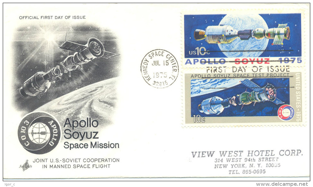 USA Cover 1975: Space Weltraum Apollo Soyuz Space Mission - Joint Mission 15 JUL 1975 - North  America