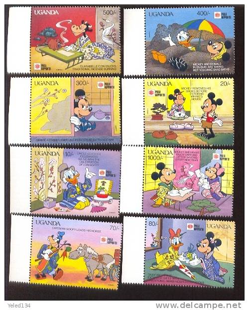 #  S-728   MINT NEVER HINGED SET OF STAMPS OF DISNEY ; PHILA NIPPON '91 ;  ( UGANDA  888-95 - Disney