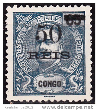 CONGO - 1905-  D. Carlos I, Com Sobretaxa. 50 R. S/  65 R.    (*) MNG   MUNDIFIL  Nº 54 - Portugiesisch-Kongo