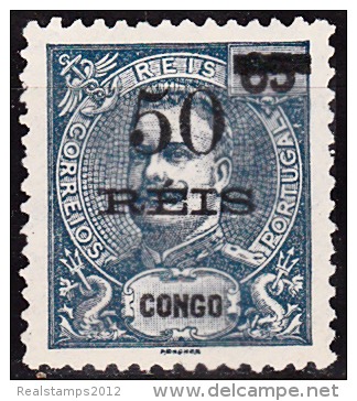 CONGO - 1905-  D. Carlos I, Com Sobretaxa. 50 R. S/  65 R.    (*) MNG   MUNDIFIL  Nº 54 - Congo Portugais