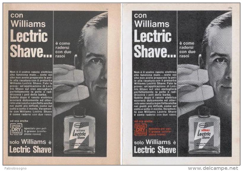 1967 -  LECTRIC SHAVE (Williams) - 2 Pagine Pubblicità Cm. 13 X 18 - Tijdschriften