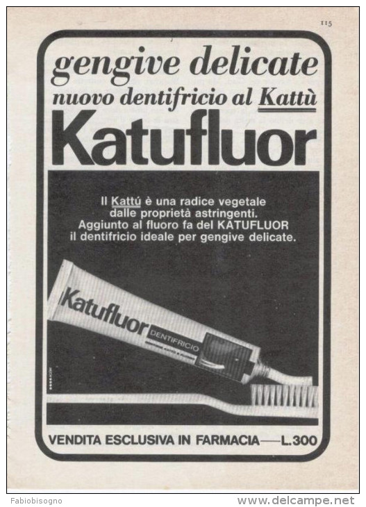 1967 - Dentifricio KATUFLUOR -   1  Pagina Pubblicità Cm.13 X 18 - Tijdschriften