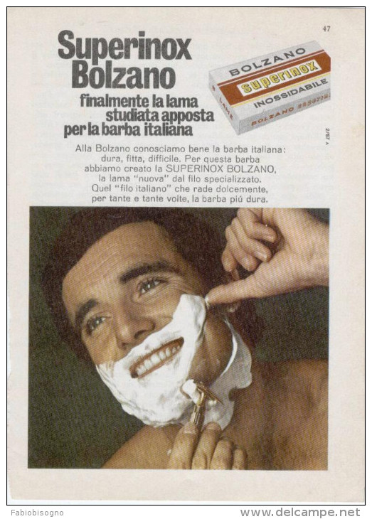 1967/8 -  Lamette Da Barba SUPERINOX BOLZANO  -  4 P. Pubblicità Cm.  13,5 X 18,5 - Razor Blades