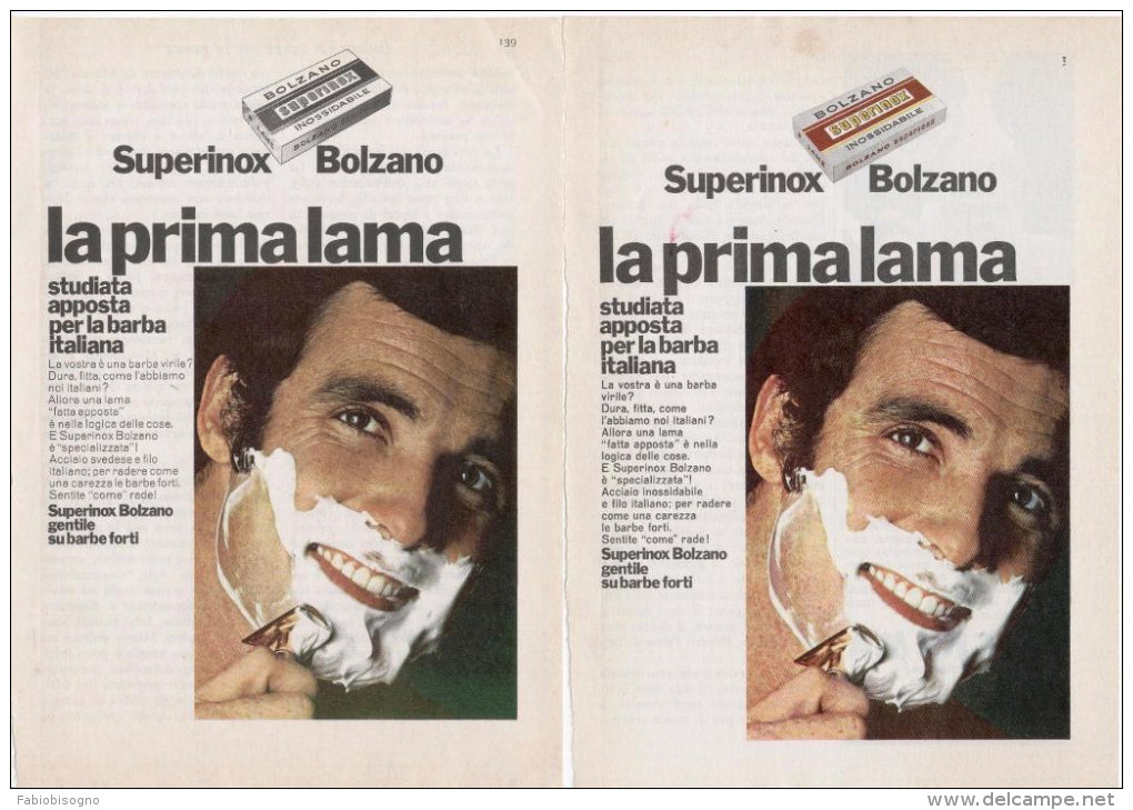 1967/8 -  Lamette Da Barba SUPERINOX BOLZANO  -  4 P. Pubblicità Cm.  13,5 X 18,5 - Lames De Rasoir