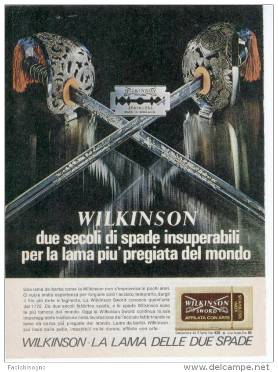 1967/8 - Lamette Da Barba WILKINSON  - 2 Pagine Pubblicità  Cm.13 X 18 - Razor Blades