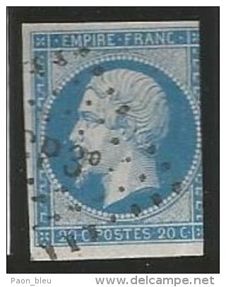 France - Napoleon III - N°14A Bleu - Obl.lettres CP3° - 1853-1860 Napoléon III