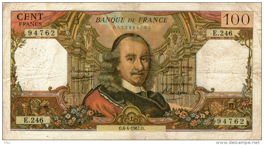 France, 100 Francs,type Corneill,P.149 B,O.6.4.1967.as Scan - 200 F 1981-1994 ''Montesquieu''