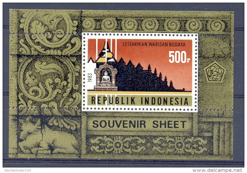 Mgm1140 RESTAURATIE BOROBUDUR TEMPEL RESTAURATION TEMPLE INDONESIË INDONESIA 1983 PF/MNH - Monumenten