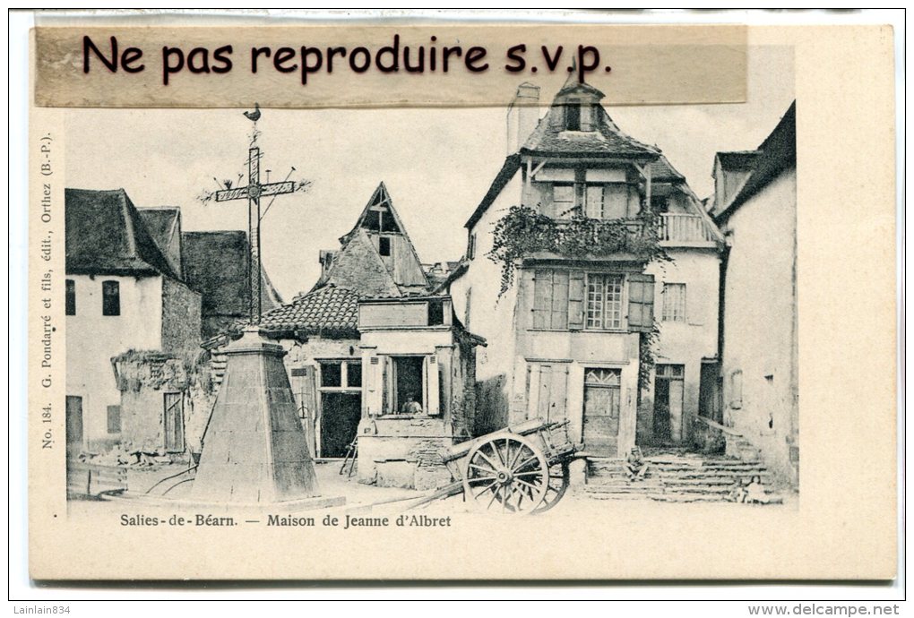 - 184 - Salies-de-Béarn - Maison De Jeanne D'Albret, Charrette, Précurseur, Super état, Non écrite, TBE, Scans. - Salies De Bearn
