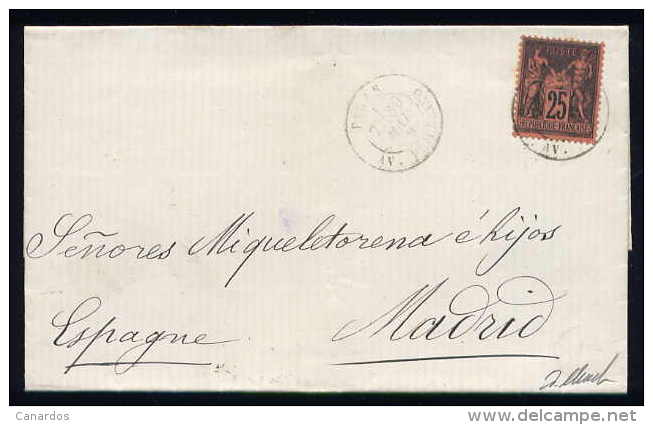 Lettre De Paris Av. Friedland Pour Madrid 1879 - 1877-1920: Période Semi Moderne