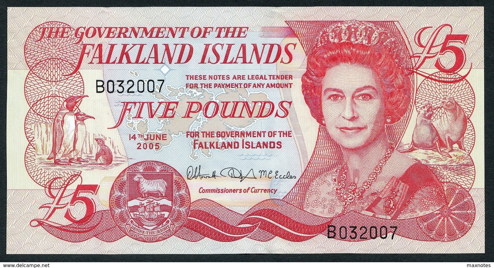 FALKLAND : 5  Pounds - 14/6/2005 - Queen Elisabeth II - P17 - UNC - Isole Falkland