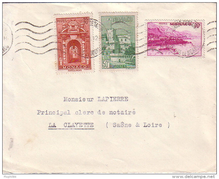 MONACO - BEL AFFRANCHISSEMENT TRICOLORE POUR LA FRANCE EN 1941. - Briefe U. Dokumente