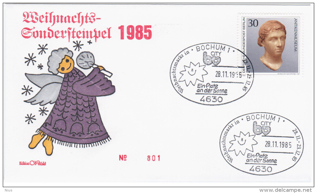 Germany Deutschland 1985 FDC Christmas Weihnacht, Canceled In Bochum - Sonstige & Ohne Zuordnung