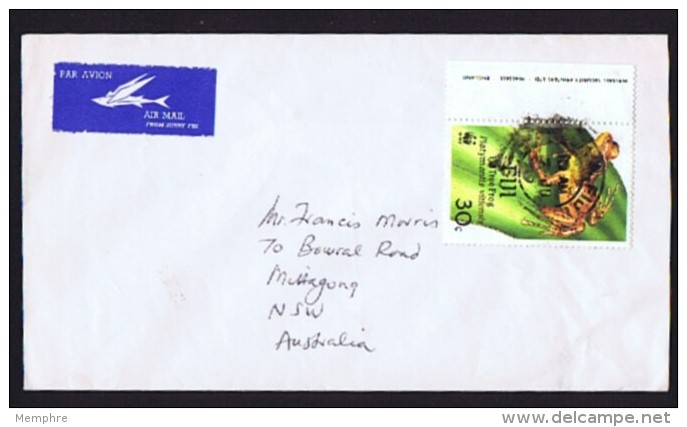 FIJI  1988   Air Mail Cover To Austrlia    WWF  30c   Fiji Tree Frog - Fiji (...-1970)