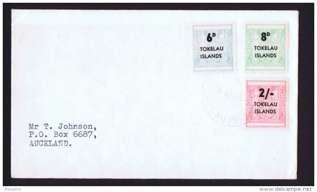 TOKELAU  1966  New Zealand Postal-Fiscal Stamps Overprinted &laquo;Tokelau Islands&raquo; And New Values  FDC To New Zea - Tokelau