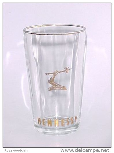 VINTAGE! Hennessy Cognac Golden Axe Logo Gold Rimmed Glass Mug (#2) - Glasses