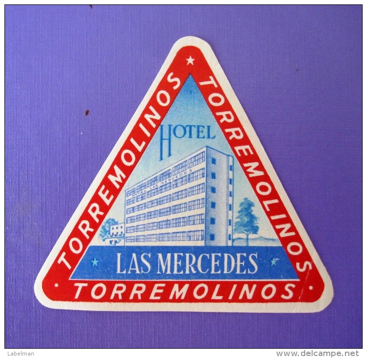 HOTEL RESIDENCIA MERCEDES TORREMOLINOS MALAGA COSTA SOL SPAIN LUGGAGE LABEL ETIQUETTE AUFKLEBER DECAL STICKER MADRID - Etiquettes D'hotels