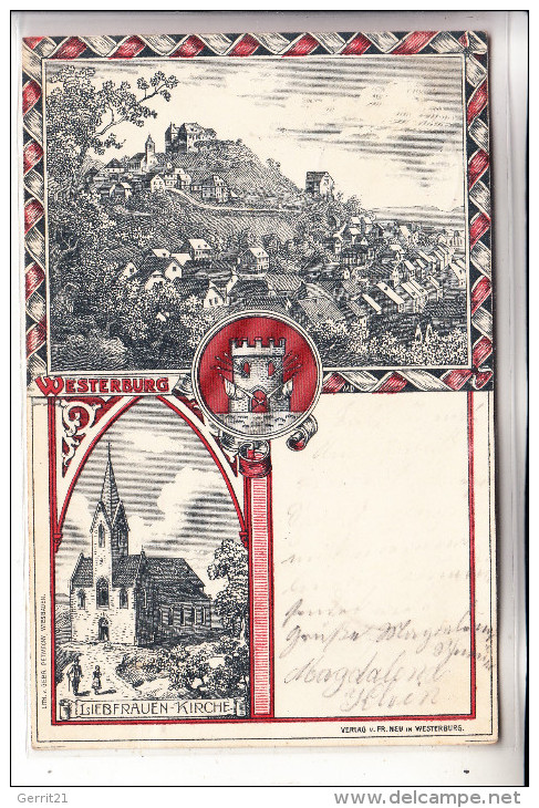 5438 WESTERBURG, Künstler-Karte Liebfrauen-Kirche & Panorama, 1900 - Westerburg