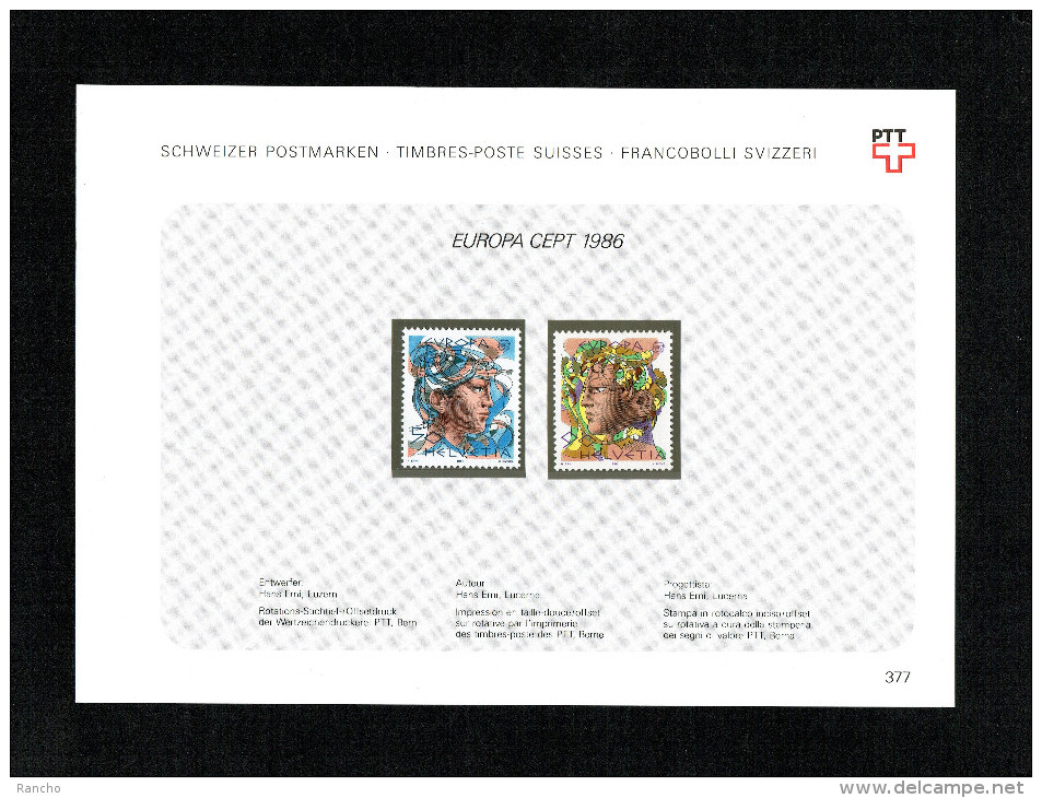 ** FEUILLE DE COLLECTION Nr:377 EUROPA TIMBRES NEUFS 1986 C/S.B.K Nr:725/726. Y&TELLIER Nr:1244/45. MICHEL Nr:1315/16.** - Ungebraucht