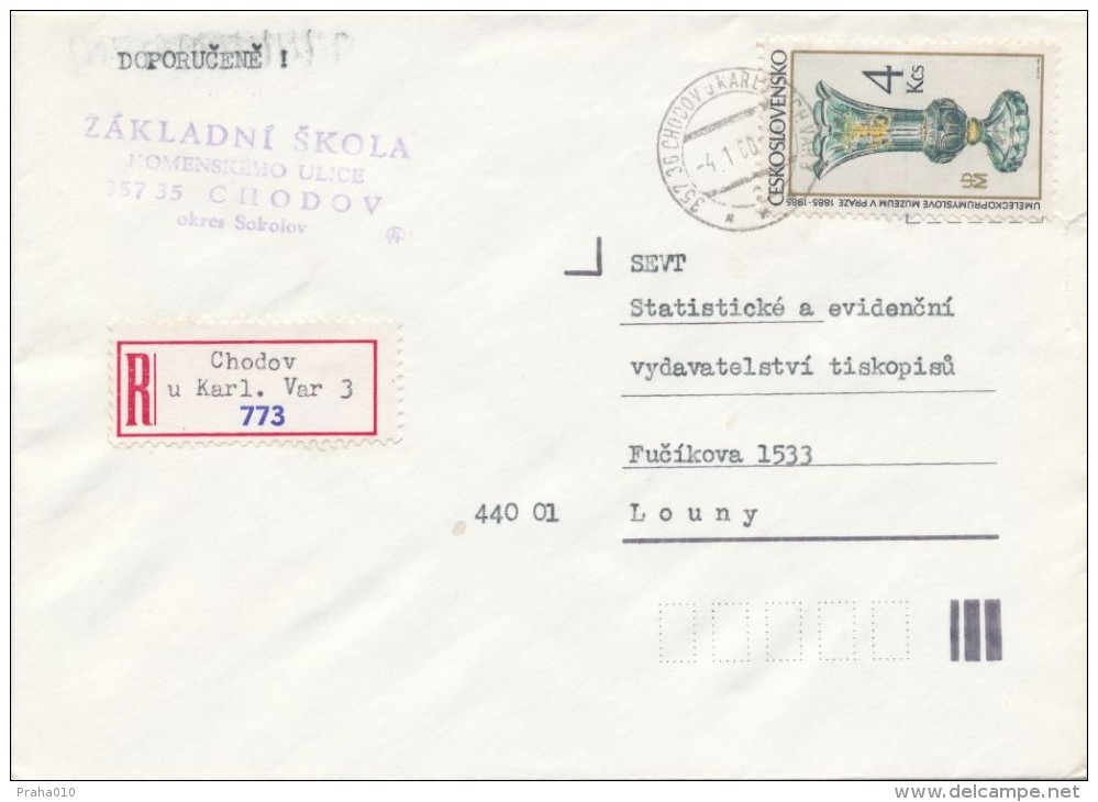 I9013 - Czechoslovakia (1988) 357 36 Chodov U Karlovych Var 3 (provisional R-label - Text Written In Typewriter!!!) - Variétés Et Curiosités