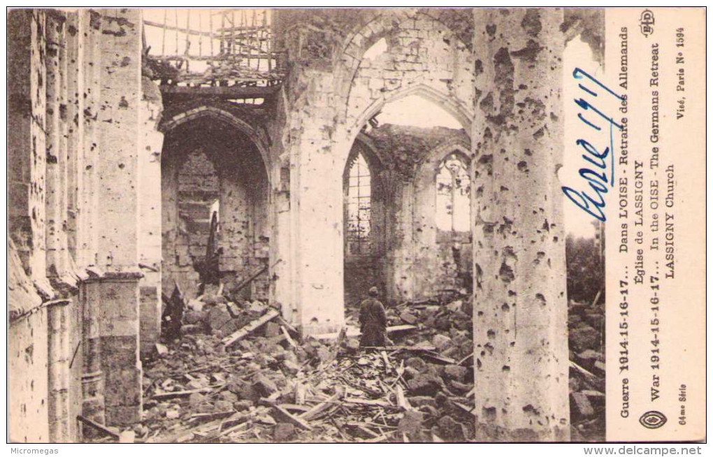 Guerre 14-18 - Dans L'Oise - Retraite Des Allemands - Eglise De LASSIGNY - Lassigny