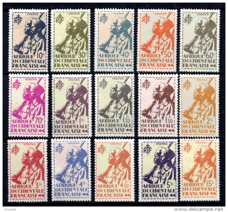 French West Africa - 1945 - Soldiers (Part Set) - MNH - Unused Stamps