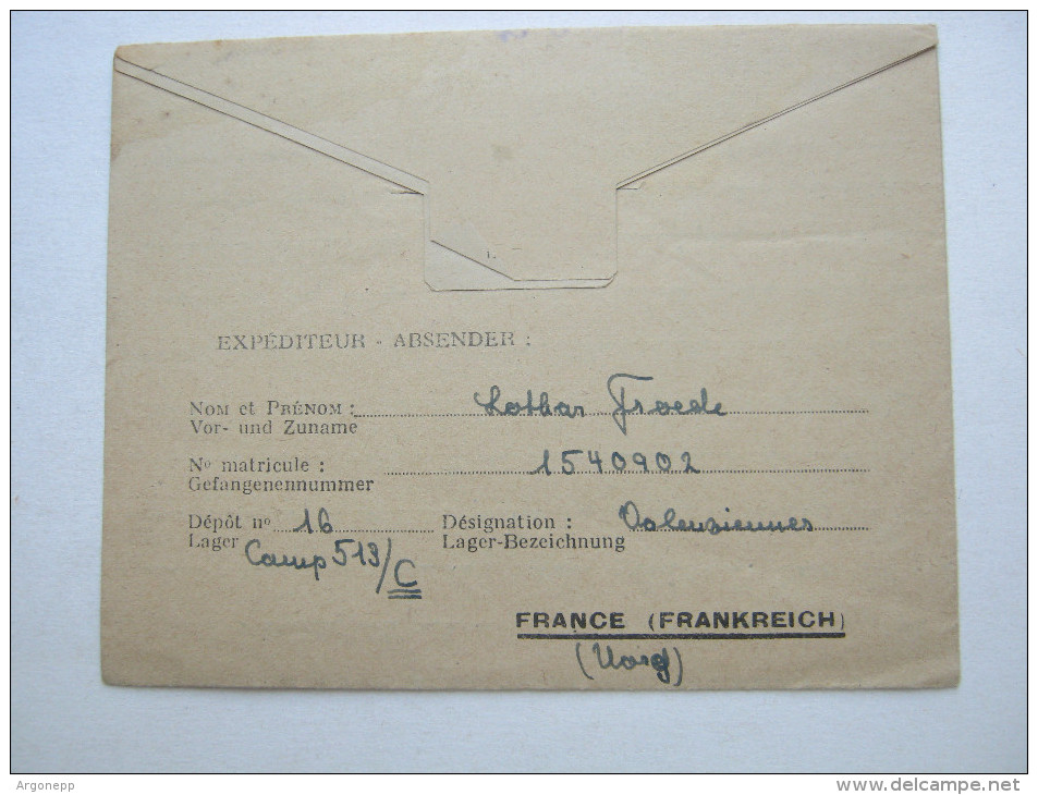 1948 , Camp Valenziennes   , Prisonner De Guerre, Lettre    Allemagne    , 2 Scans - Guerre De 1939-45