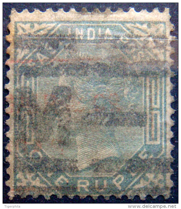 BRITISH INDIA 1874 1Re Queen Victoria USED SG79 CV£29 Watermark : Elephant's Head - 1858-79 Compañia Británica Y Gobierno De La Reina