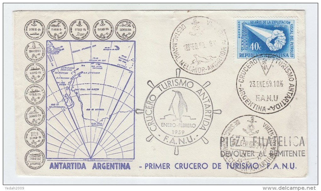 Argentina ANTARCTIC FIRST DAY COVER FDC 1959 - Other & Unclassified