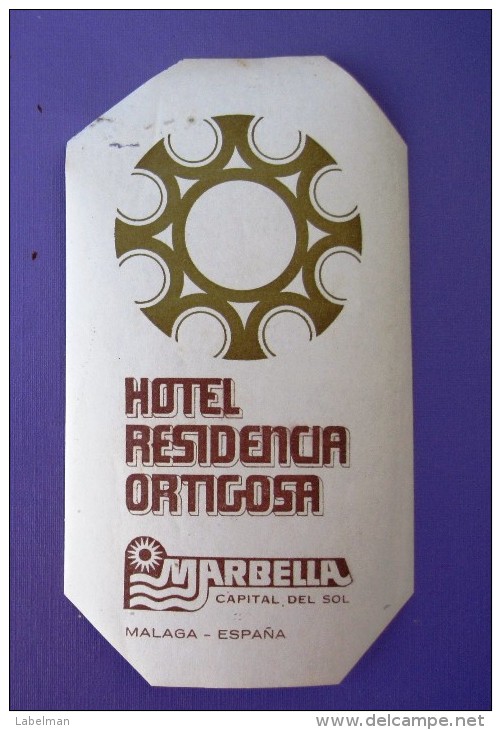 HOTEL RESIDENCIA PENSION ORTIGOSA MARBELLA MALAGA COSTA DEL SOL LUGGAGE LABEL ETIQUETTE AUFKLEBER DECAL STICKER MADRID - Hotel Labels