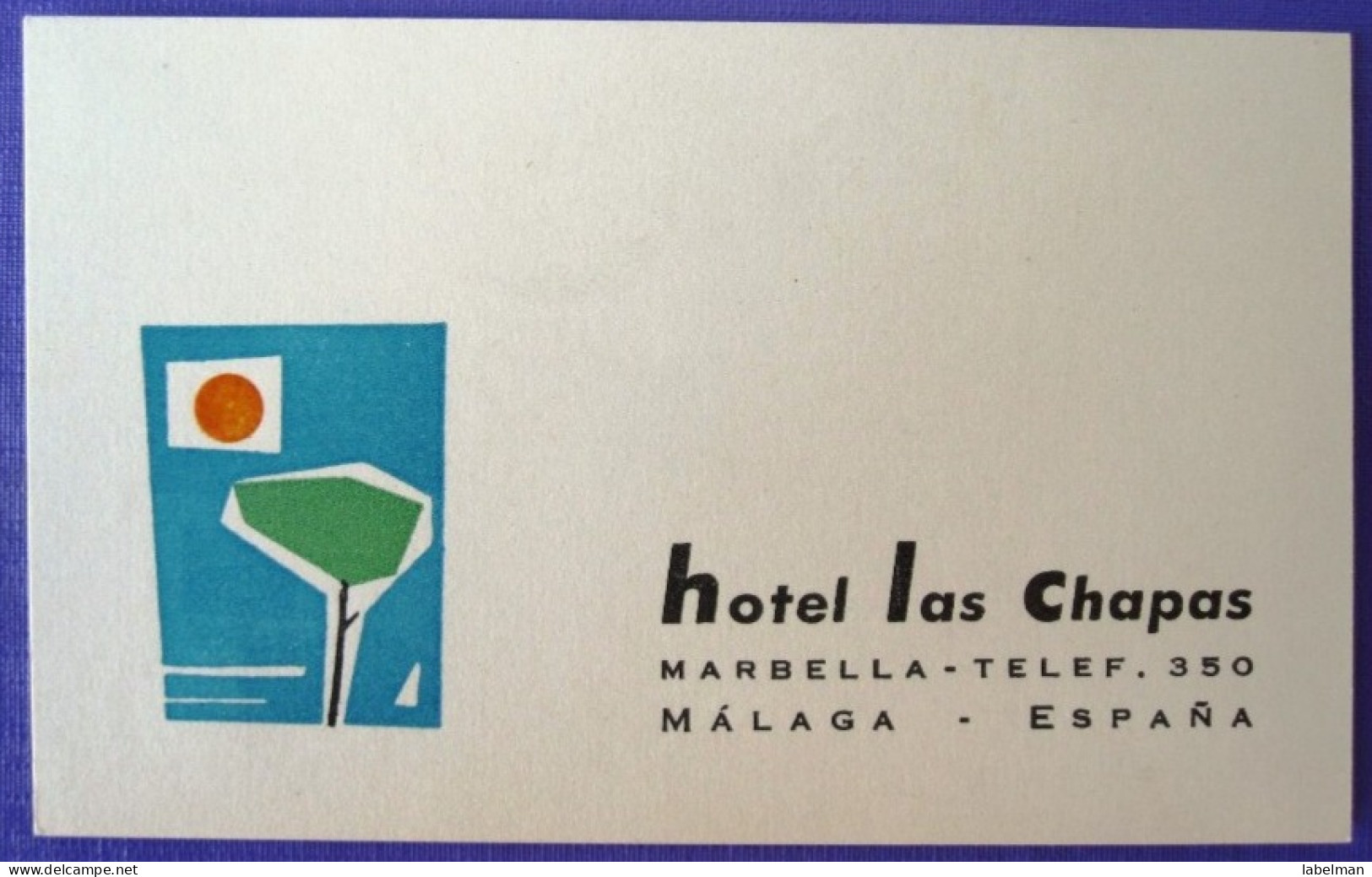 HOTEL RESIDENCIA LAS CHAPAS MARBELLA MALAGA COSTA DEL SOL LUGGAGE LABEL ETIQUETTE AUFKLEBER DECAL STICKER MADRID - Hotel Labels