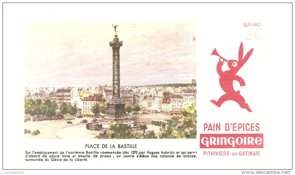 Buvard Gringoire Pithiviers En Gatinais Pain D´Epices Place De La Bastille - Pan De Especias