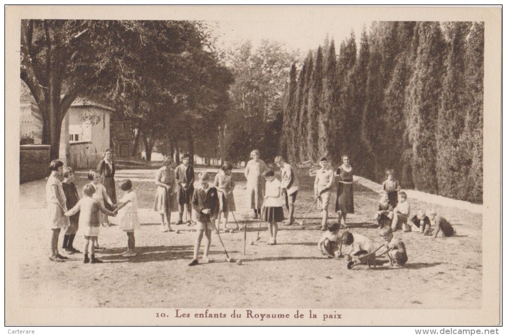 Carte Postale Ancienne,LES ENFANTS DU ROYAUME DE LA PAIX,enfant De La Paix,ils Montrent L´exemple,jouent Au Cricket, - Other & Unclassified