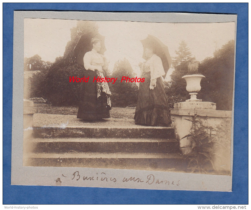 2 Photos Anciennes Avant 1900 - BOUXIERES Aux DAMES - Deux Dames Avec Parapluie - Bergère Et Ses Chévres Chèvre - Anciennes (Av. 1900)