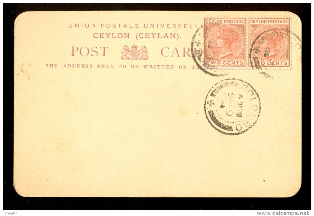 Man, Two Children - Ceylon ------ Postcard Not Traveled, But There Are Stamps And Cancel On The Back - Sri Lanka (Ceylon)