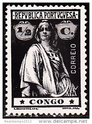 CONGO - 1914-  Ceres.  1/2 C.  D. 15 X 14,  Papel Porcelana Médio, (l-l)  * MH   MUNDIFIL  Nº 100 - Portugees Congo