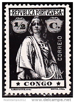 CONGO - 1914-  Ceres.  1/2 C.  D. 15 X 14,  Papel Porcelana Médio, (l-l)  * MH   MUNDIFIL  Nº 100 - Congo Portoghese