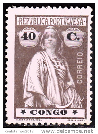 CONGO - 1914 - Ceres.  40 C.  D. 15 X 14,  Papel Porc. Col. Espesso, (ll-ll)  (*) MNG   MUNDIFIL  Nº 112 - Portugiesisch-Kongo