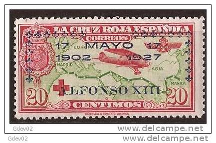 ES366SASF-LA1021-TESPTANNUEV.España. Spain   Espagne.CRUZ ROJA ESPAÑOLA AEREA.SOBRECARGADA1926 (Ed 366**). Sin Charnela - Nuevos