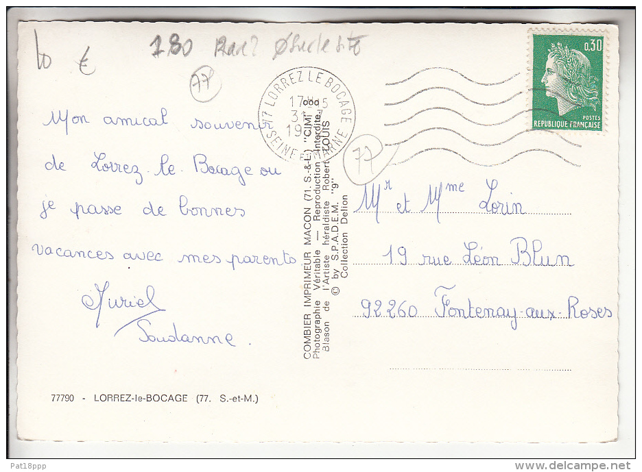 LORREZ LE BOCAGE 77 - Jolie Multivues Dentelée Colorisée - CPSM GF RARE ? (0 Sur Le Site) 1972 - Seine Et Marne - Autres & Non Classés