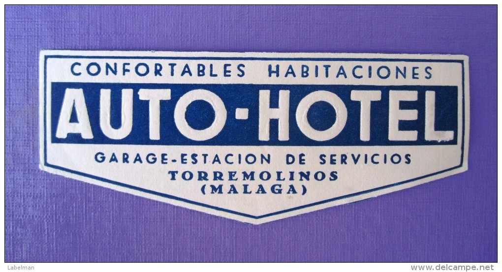 HOTEL RESIDENCIA HOSTAL AUTO TORREMOLINOS MALAGA COSTA DEL SOL LUGGAGE LABEL ETIQUETTE AUFKLEBER DECAL STICKER MADRID - Etiquettes D'hotels