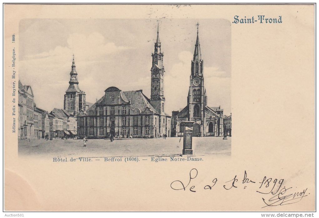 23522g  HOTEL De VILLE - BEFFROI - EGLISE NOTRE DAME - Saint-Trond - 1899 - Sint-Truiden