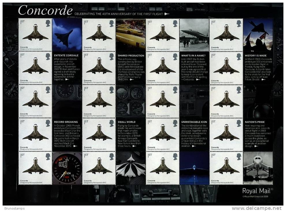 GREAT BRITAIN - 2009  CONCORDE  GENERIC SMILERS SHEET   PERFECT CONDITION - Sheets, Plate Blocks & Multiples