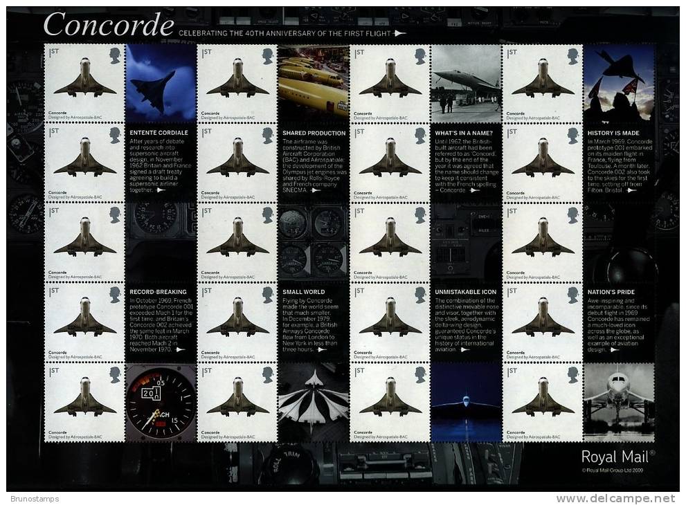 GREAT BRITAIN - 2009  CONCORDE  GENERIC SMILERS SHEET   PERFECT CONDITION - Ganze Bögen & Platten