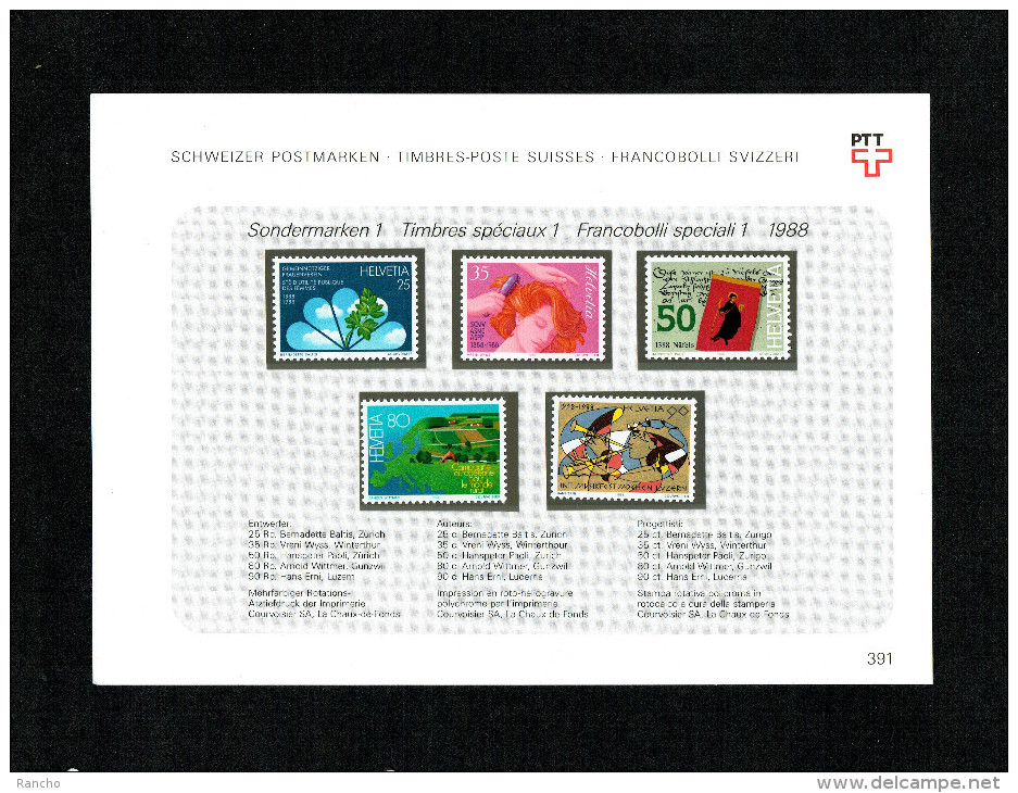 ** FEUILLE DE COLLECTION Nr:391. TIMBRES NEUFS 1988 C/.S.B.K. Nr:758/762. Y&TELLIER Nr:1293/1297. MICHEL Nr:1364/1368.** - Ungebraucht