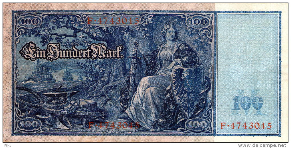 Germany 100 Mark.21.04.1910,Ro.43a,P.42,red Serial #,see Scan - 100 Mark