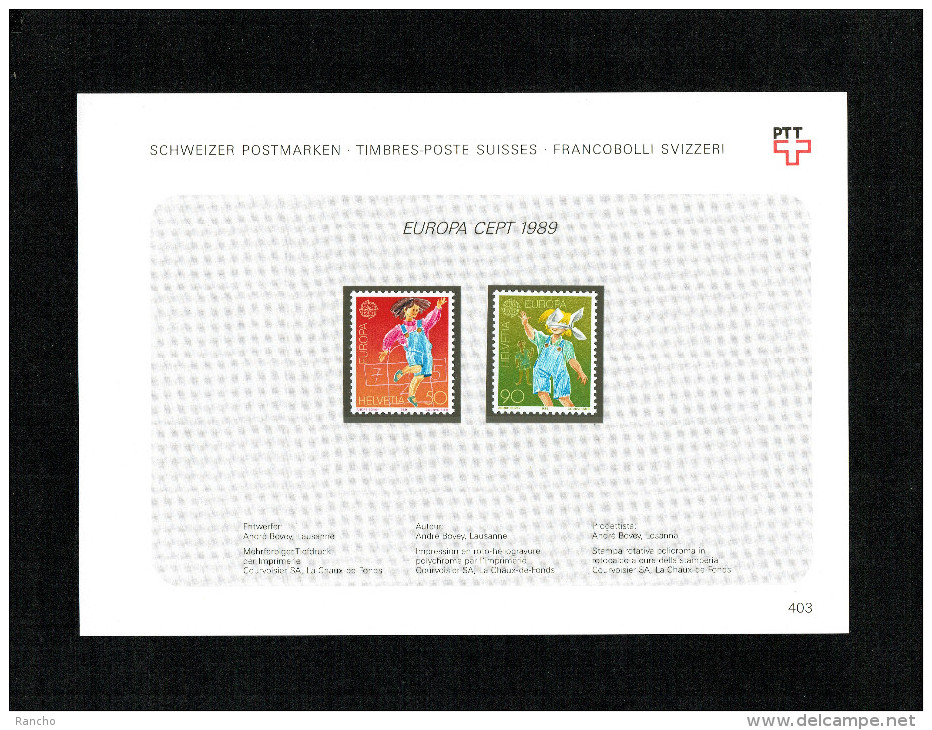** FEUILLE DE COLLECTION Nr:403.EUROPA TIMBRES 1989 C/S.B.K. Nr:775/776. Y&TELLIER Nr: 1323/1324. MICHEL Nr:1391/1392.** - Neufs