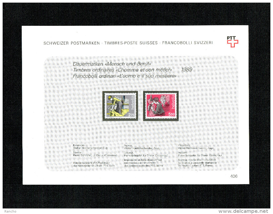 ** FEUILLE DE COLLECTION Nr:406. TIMBRES NEUFS 1989 C/.S.B.K. Nr:782.784.Y&TELLIER Nr:1325/1326. MICHEL Nr:1402/1403. ** - Ungebraucht