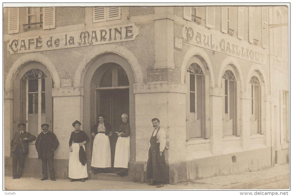 89-JOIGNY-CARTE PHOTO-Café De La MARINE-Paul GAILLIOUT 2 Av. Gambetta-Angle Quai De La Butte 1913 Animé - Joigny